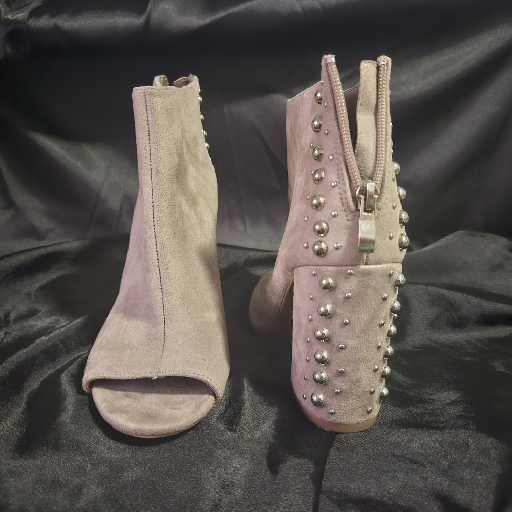 Peep toe high heel booties